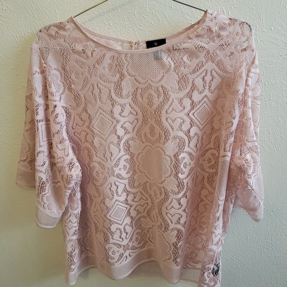 0X/Large/Extra-Large Pink Lace Worthington Blouse - Picture 1 of 4